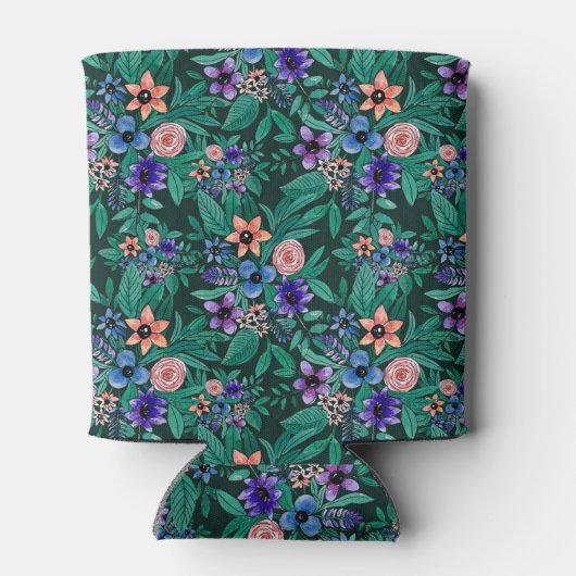 Oerwoud Green Coral Waterverf Greenery Pattern Blikjeskoeler (Achterkant)