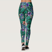 Oerwoud Green Coral Waterverf Greenery Pattern Leggings (Achterkant)