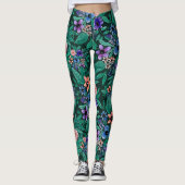 Oerwoud Green Coral Waterverf Greenery Pattern Leggings (Voorkant)
