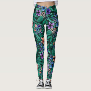 Oerwoud Green Coral Waterverf Greenery Pattern Leggings