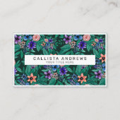 Oerwoud Green Coral Waterverf Greenery Pattern Visitekaartje (Voorkant)