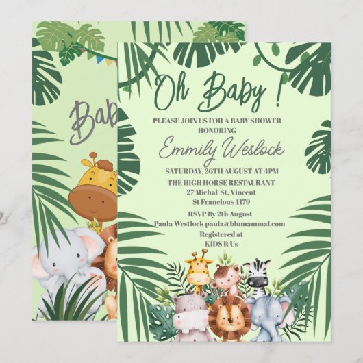 Oerwoud Green Foilage Wilde schattige dieren Uitno Kaart (Voorkant / Achterkant)