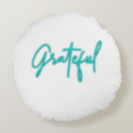 Oerwoud Green "Grateful" Print Round Pillow Rond Kussen