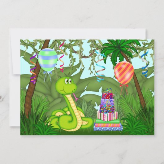 Oerwoud Green Snake Birthday Party Invitation Kaart (Voorkant)