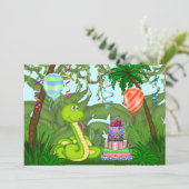 Oerwoud Green Snake Birthday Party Invitation Kaart (Staand voorkant)