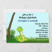 Oerwoud Green Snake Birthday Party Invitation Kaart (Achterkant)