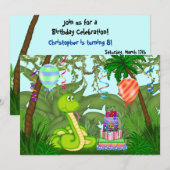 Oerwoud Green Snake Birthday Party Invitation Kaart (Voorkant / Achterkant)