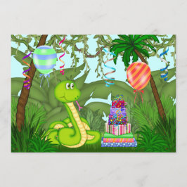 Oerwoud Green Snake Birthday Party Invitation Kaart