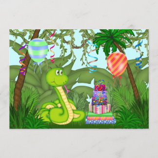 Oerwoud Green Snake Birthday Party Invitation Kaart