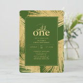 Oerwoud Green Wild One Verjaardagsfeestuitnodiging Kaart (Staand voorkant)