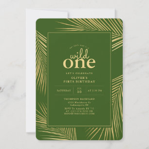Oerwoud Green Wild One Verjaardagsfeestuitnodiging Kaart
