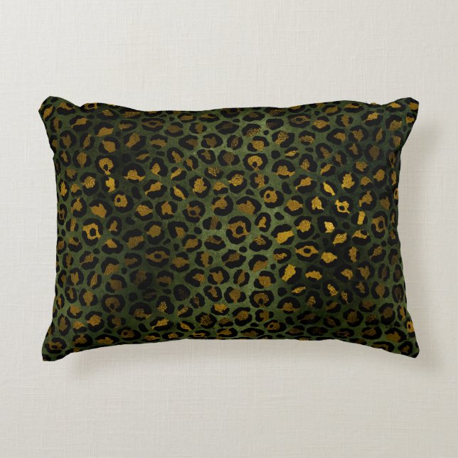 Oerwoud Green Yellow Cheetah Leopard Pattern Accent Kussen (Voorkant)