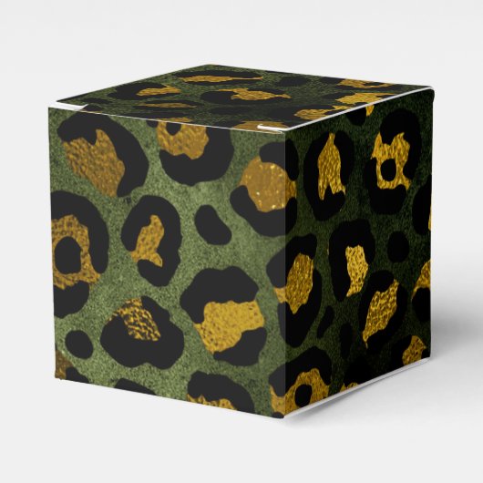 Oerwoud Green Yellow Cheetah Leopard Pattern Bedankdoosjes (Voorkant Zijde)