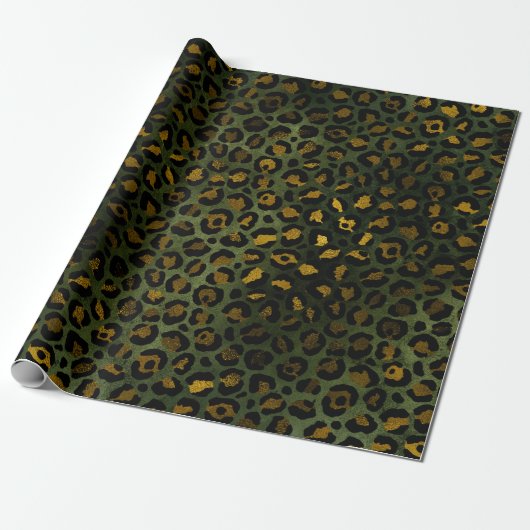 Oerwoud Green Yellow Cheetah Leopard Pattern Cadeaupapier (Uitgerold)