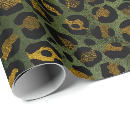 Oerwoud Green Yellow Cheetah Leopard Pattern Cadeaupapier (Rol Hoek)