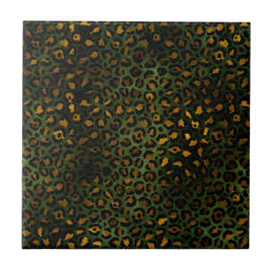 Oerwoud Green Yellow Cheetah Leopard Pattern Tegeltje