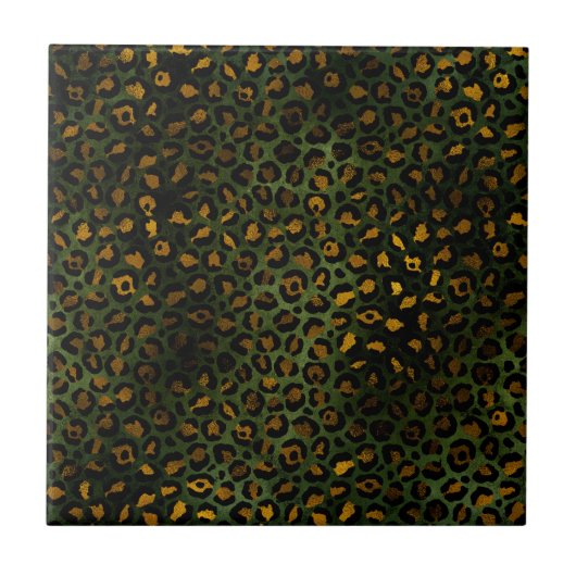 Oerwoud Green Yellow Cheetah Leopard Pattern Tegeltje (Voorkant)