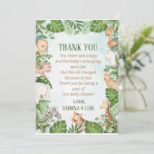 Oerwoud Greenery Baby shower Bedankkaart (Staand voorkant)