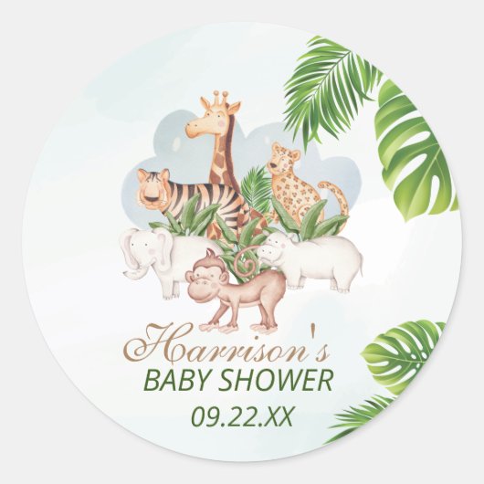 Oerwoud Greenery Baby shower Ronde Sticker (Voorkant)