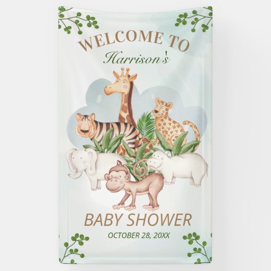 Oerwoud Greenery Baby shower Spandoek (Verticaal)
