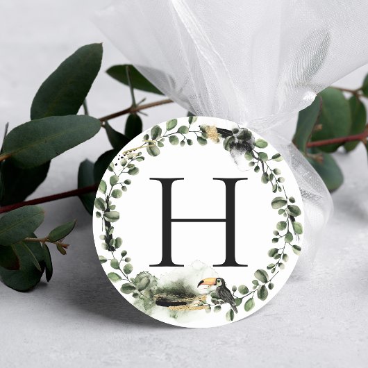 Oerwoud Greenery | Monogram Wedding Envelope Seal Ronde Sticker