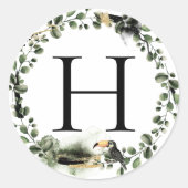 Oerwoud Greenery | Monogram Wedding Envelope Seal Ronde Sticker (Voorkant)