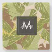 Oerwoud Greenery Safari Leaf Tropical Hand Drawn Stenen Onderzetter (Voorkant)
