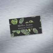 Oerwoud Greenery Waterverf Monstera Salon Makeup Magnetisch Visitekaartje (Voorbeeld)