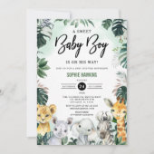 Oerwoud Greenery Wild Safari Animals Baby shower Kaart (Voorkant)