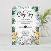 Oerwoud Greenery Wild Safari Animals Baby shower Kaart (Staand voorkant)