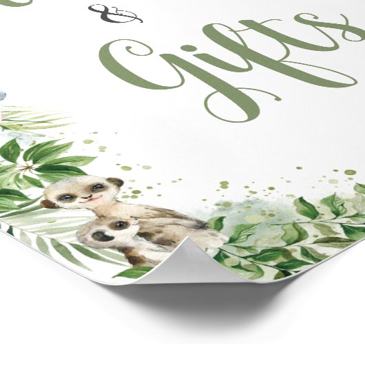 Oerwoud groen Baby shower boeken en geschenken tek Poster (Hoek)