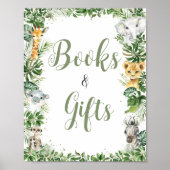 Oerwoud groen Baby shower boeken en geschenken tek Poster (Voorkant)