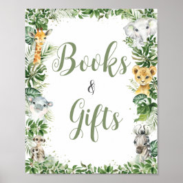 Oerwoud groen Baby shower boeken en geschenken tek Poster
