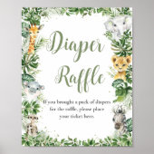 Oerwoud Groen Baby shower Luier Raffle Sign Poster (Voorkant)