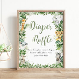 Oerwoud Groen Baby shower Luier Raffle Sign Poster
