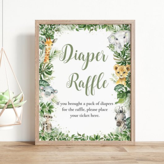 Oerwoud Groen Baby shower Luier Raffle Sign Poster