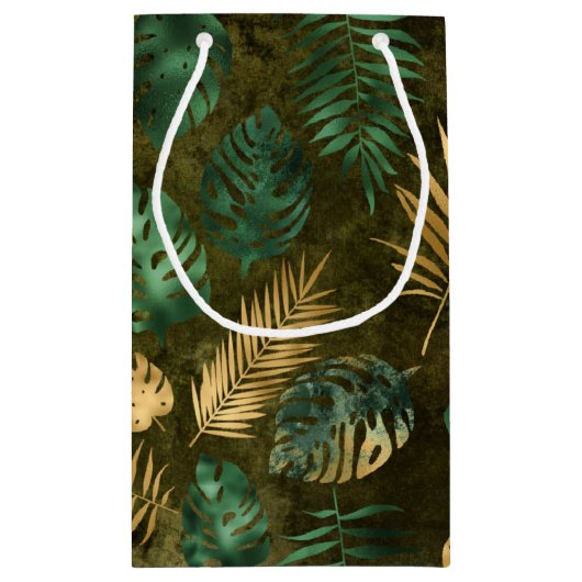 Oerwoud Groen gele tropische palmbladeren Klein Cadeauzakje (Achterkant)