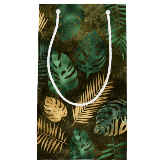 Oerwoud Groen gele tropische palmbladeren Klein Cadeauzakje (Voorkant)