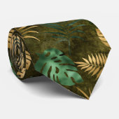 Oerwoud Groen gele tropische palmbladeren Stropdas (Opgerold)