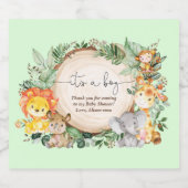 Oerwoud groen safari dieren Baby shower gunsten Sparkling Wijnetiket (Enkel label)