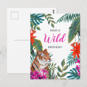 Oerwoud groene en roze wilde tropische verjaardags briefkaart (Voorkant / Achterkant)