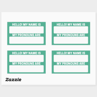 Oerwoud groene naam & ronoun-labels rechthoekige sticker