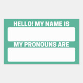 Oerwoud groene naam & ronoun-labels rechthoekige sticker (Voorkant)