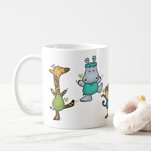 Oerwoud Gym Exercising Animals Koffiemok (Met donut)