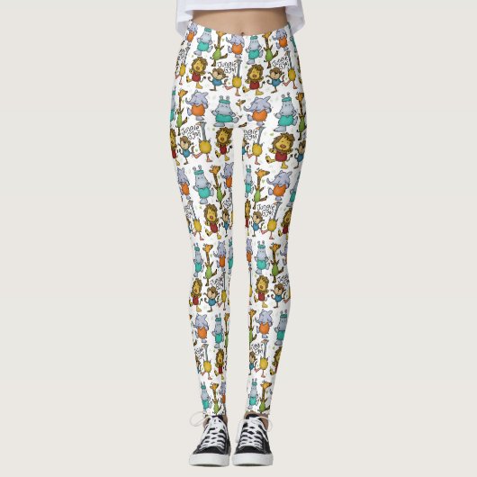 Oerwoud Gym Exercising Animals Leggings (Voorkant)