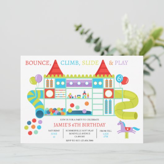 Oerwoud Gym Indoor Verjaardagsfeestuitnodiging Kaart (Staand voorkant)