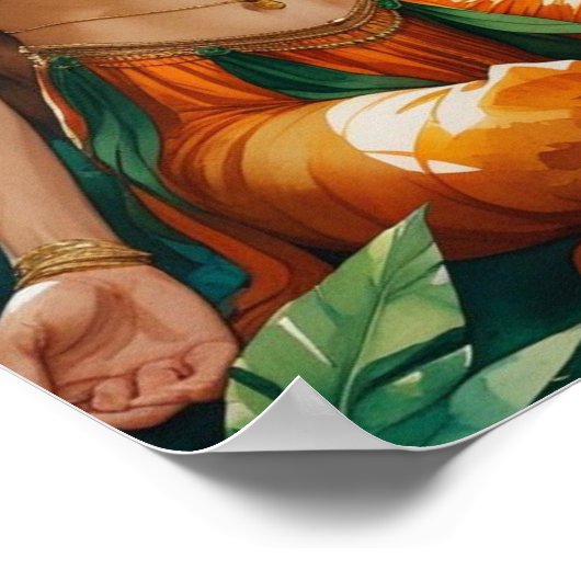 Oerwoud Harmony: Bengaalse tijger en Boho Muse Poster (Hoek)