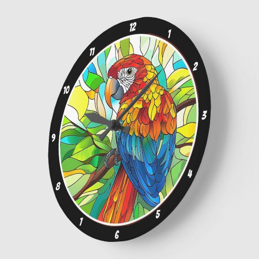 Oerwoud Harmony" - Glas in lood Parrot Grote Klok (Hoek)