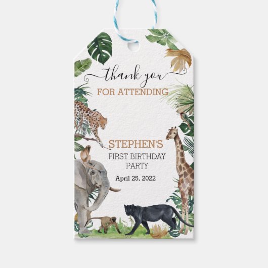 Oerwoud Hartelijk dank Wild One Birthday Black Pan Cadeaulabel (Voorkant)