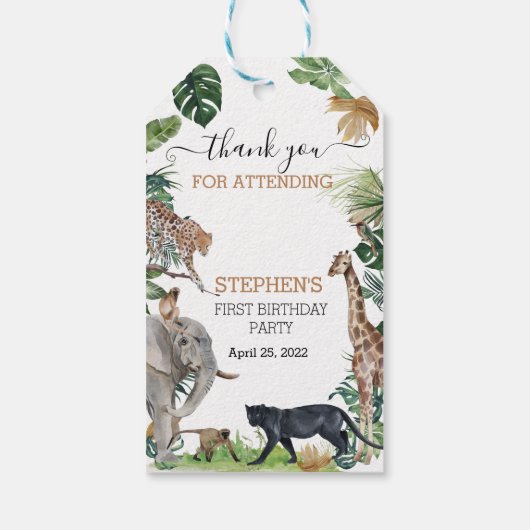 Oerwoud Hartelijk dank Wild One Birthday Black Pan Cadeaulabel (Achterkant)